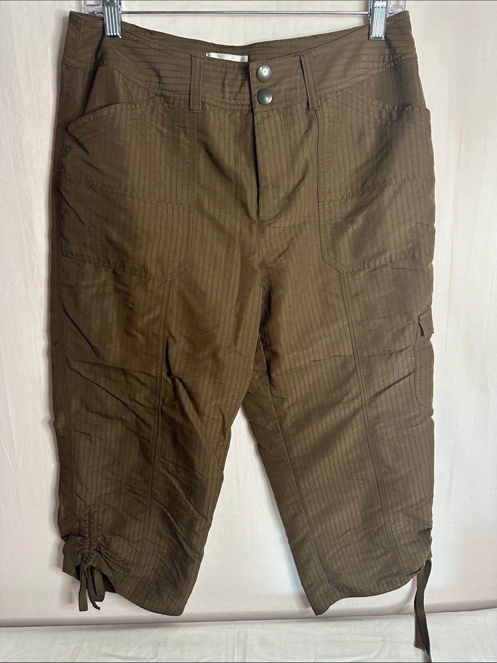 Christopher & Banks Brown Cargo Capris with Tie Hem
